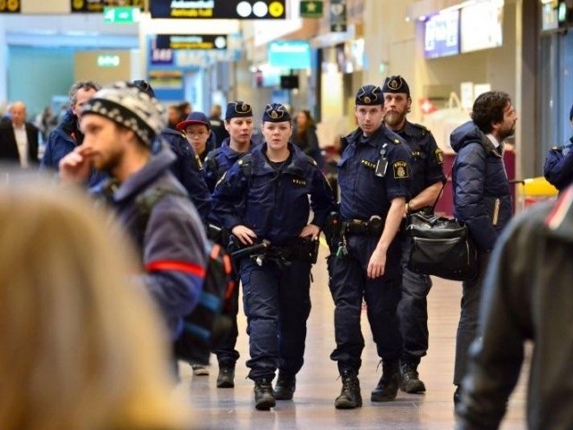 swedish policemen patrol the arlanda airport outside stockholm sweden photo reuters