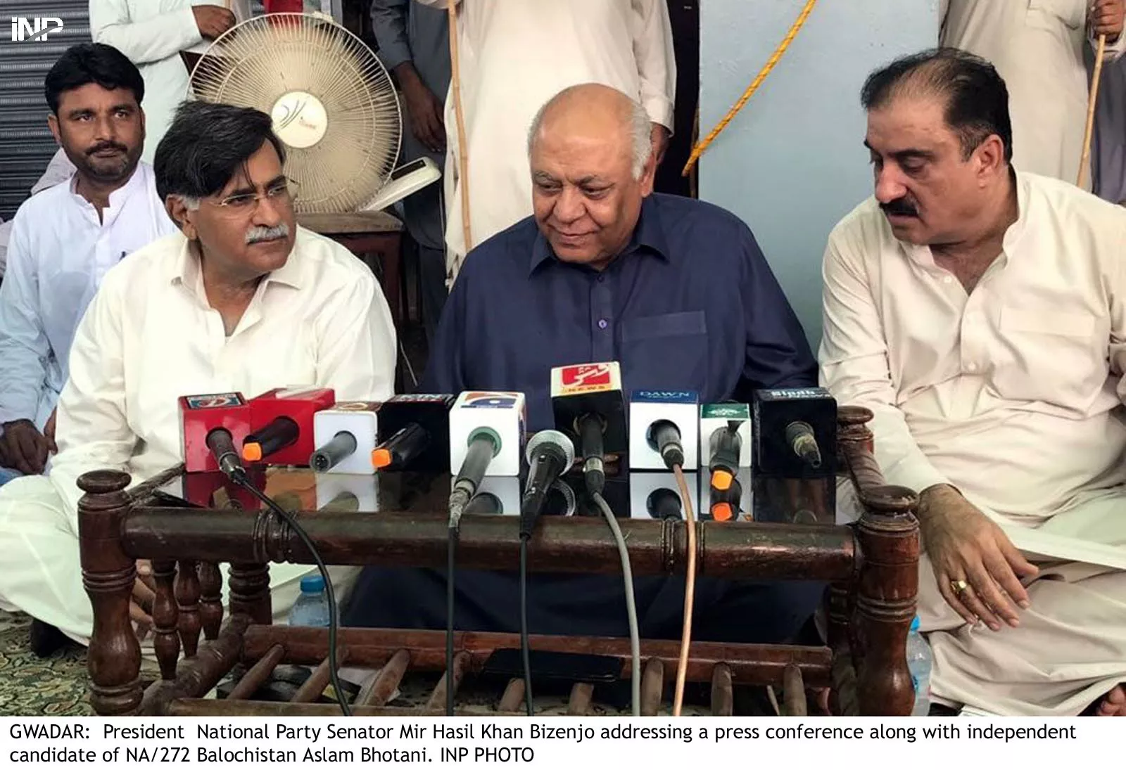 national party chief hasil bizenjo along with independent candidate of na 272 aslam bhootani addresses the media photo express national party chief hasil bizenjo along with independent candidate of na 272 aslam bhootani addresses the media photo express