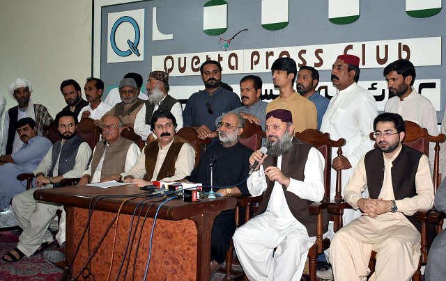 bap president jam kamal and al fateh panel chief fateh muhammad hassani talking to the media at the quetta press club photo express bap president jam kamal and al fateh panel chief fateh muhammad hassani talking to the media at the quetta press club photo express