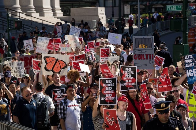 june 29 activists march and rally against immigration and customs enforcement ice and the trump administration 039 s immigration policies across the street from the ice offices at federal plaza june 29 2018 in new york city photo afp june 29 activists march and rally against immigration and customs enforcement ice and the trump administration 039 s immigration policies across the street from the ice offices at federal plaza june 29 2018 in new york city photo afp