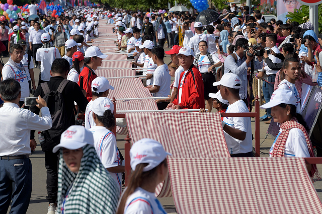 cambodia earns guinness record for longest woven scarf