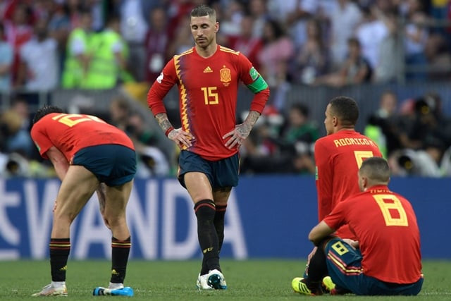the likes of skipper sergio ramos and midfield legend andres iniesta were playing in their last world cup for spain photo afp the likes of skipper sergio ramos and midfield legend andres iniesta were playing in their last world cup for spain photo afp