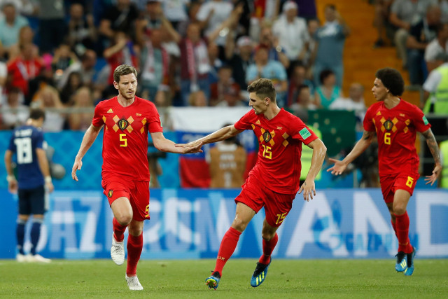 belgium 039 s defender jan vertonghen l celebrates with belgium 039 s defender thomas meunier c after scoring during the russia 2018 world cup round of 16 football match between belgium and japan at the rostov arena in rostov on don on july 2 2018 photo afp belgium 039 s defender jan vertonghen l celebrates with belgium 039 s defender thomas meunier c after scoring during the russia 2018 world cup round of 16 football match between belgium and japan at the rostov arena in rostov on don on july 2 2018 photo afp