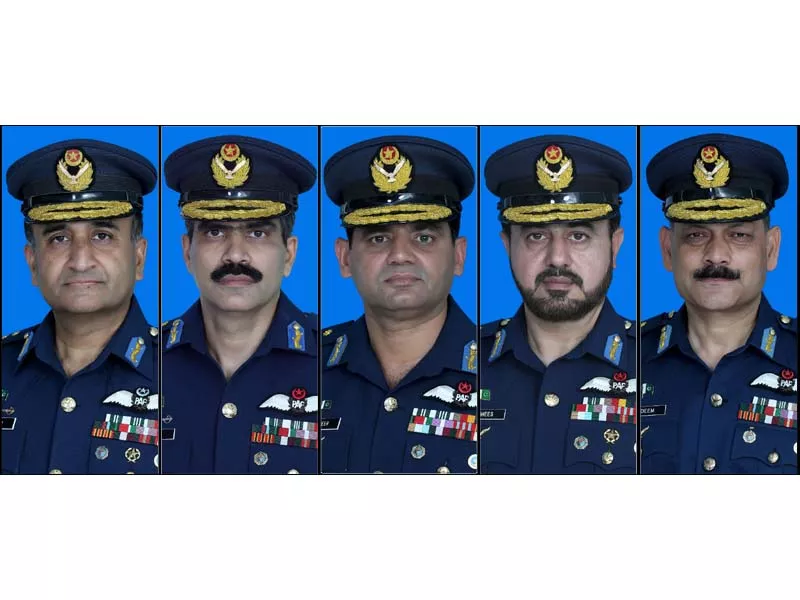 air vice marshals from left to right m waqas sulheri ch ahsan rafiq tanveer ashraf bhatti m mughees afzal and m nadeem sabir photo paf air vice marshals from left to right m waqas sulheri ch ahsan rafiq tanveer ashraf bhatti m mughees afzal and m nadeem sabir photo paf