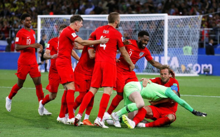 a sign england claimed their first ever penalty shootout win at the world cup when they downed colombia on penalties in the round of 16 photo afp