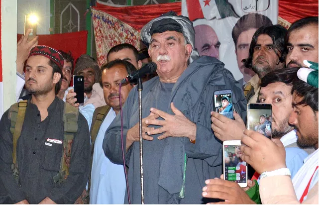 pashtoonkhwa milli awami party chief mehmood khan achakzai addresses a public gathering in quetta photo express pashtoonkhwa milli awami party chief mehmood khan achakzai addresses a public gathering in quetta photo express