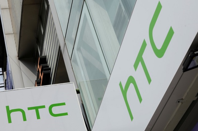 logos of htc are seen outside its store in taipei taiwan september 21 2017 photo reuters