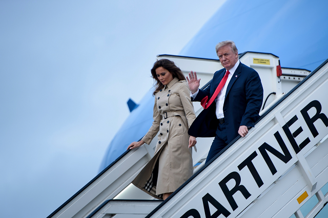 us president donald trump has arrived in brussels on the eve of a tense nato summit where he is set to clash with allies over defence spending trump arrived on air force one at melsbroek military airport shortly after saying on twitter that nato allies should quot reimburse quot the united states for spending on the alliance photo afp