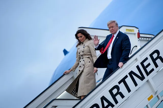 us president donald trump has arrived in brussels on the eve of a tense nato summit where he is set to clash with allies over defence spending trump arrived on air force one at melsbroek military airport shortly after saying on twitter that nato allies should quot reimburse quot the united states for spending on the alliance photo afp