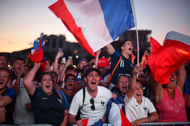 people celebrate france 039 s victory in montpellier on july 10 2018 after the final whistle of the russia 2018 world cup semi final football match between france and belgium photo afp