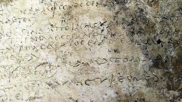 a handout picture released by the greek culture ministry shows a clay plaque discovered in ancient olympia with an engraved inscription depicting thirteen verses from the odyssey in ancient olympia greece april 30 2018 photo reuters