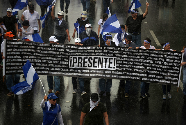 nicaraguan opposition demonstrators take part in a nationwide march called quot united we are a volcano quot in managua on july 12 2018 photo afp nicaraguan opposition demonstrators take part in a nationwide march called quot united we are a volcano quot in managua on july 12 2018 photo afp
