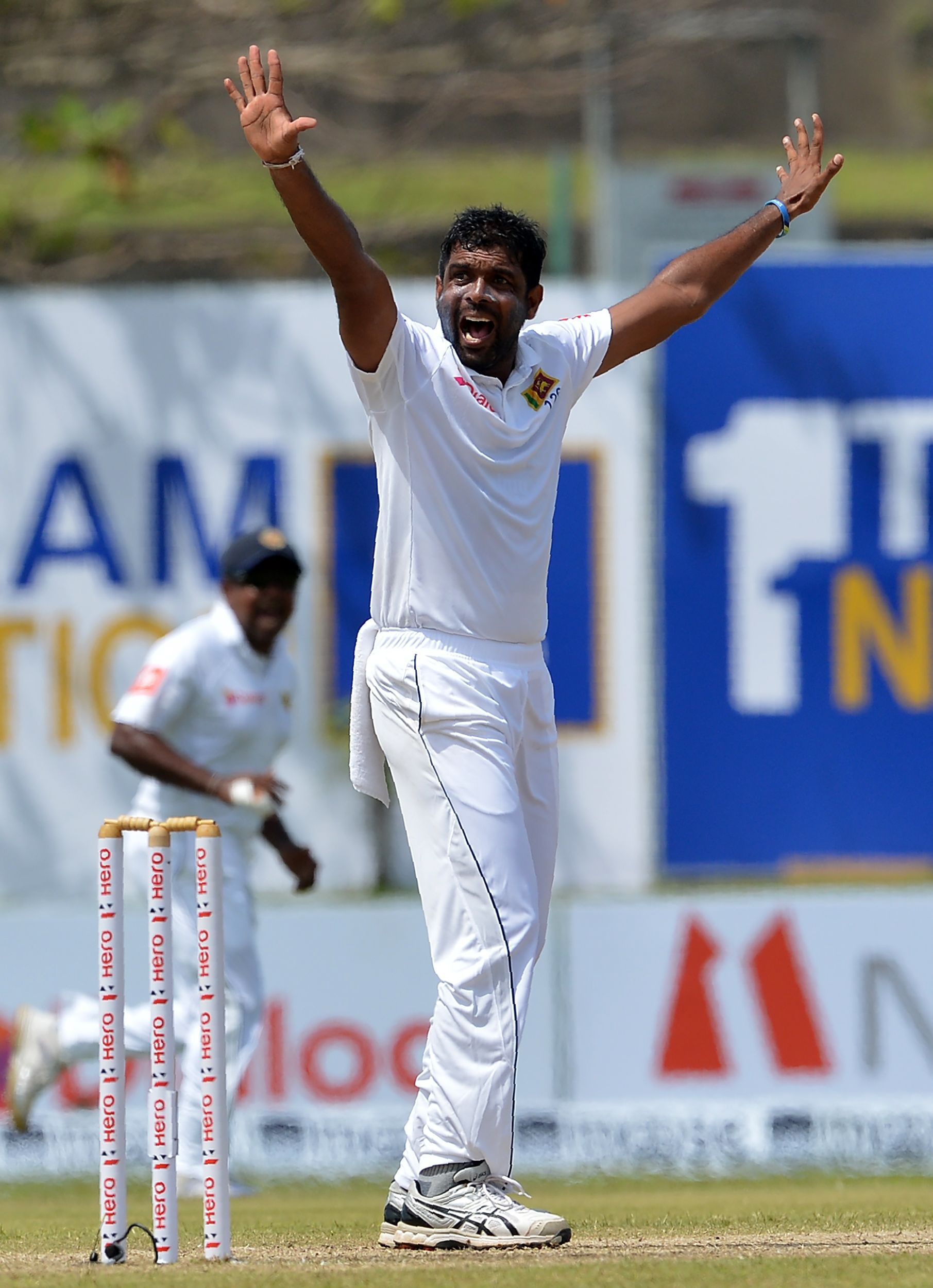 perera who took three wickets in the morning session with his off spin stood out for the hosts with impressive figures of 4 46 from his 23 overs photo afp