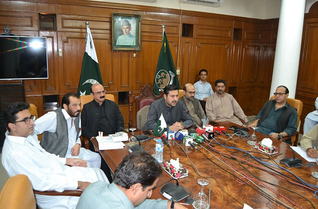 caretaker balochistan chief minister alauddin marri chairing a meeting of the provincial cabinet photo express