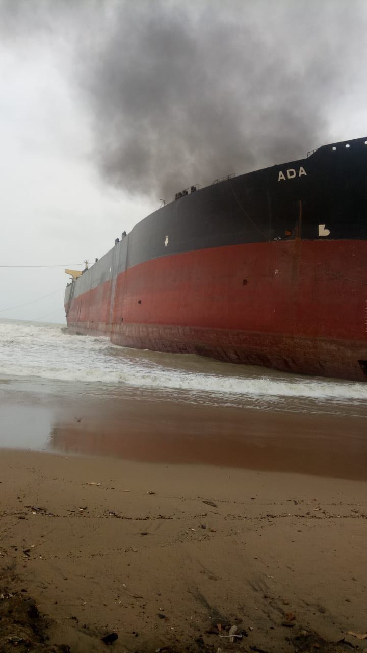 the cargo ship caught fire at gadani shipbreaking yard photo express