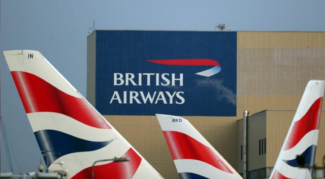 british airways logos are seen on tail fins at heathrow airport in west london britain february 23 2018 photo reuters british airways logos are seen on tail fins at heathrow airport in west london britain february 23 2018 photo reuters
