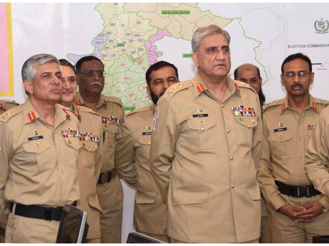 army chief visiting the elections support centre rawalpindi photo ispr