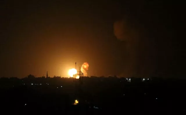 an explosion is seen following an israeli air strike in the southern gaza strip july 20 2018 photo reuters an explosion is seen following an israeli air strike in the southern gaza strip july 20 2018 photo reuters