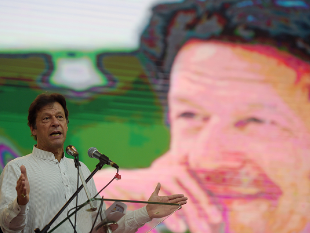 Imran Khan speaking to supporters at a campaign rally. PHOTO: AFP/FILE