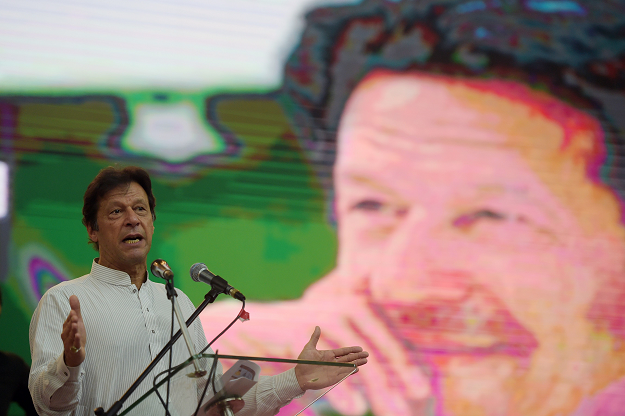 imran khan speaking to supporters at a campaign rally photo afp file