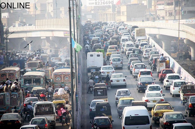 a view of traffic in liaquatabad photo file