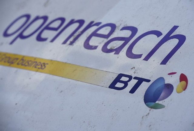 a logo is seen on a bt openreach engineer 039 s van parked in central london britain february 29 2016 photo reuters