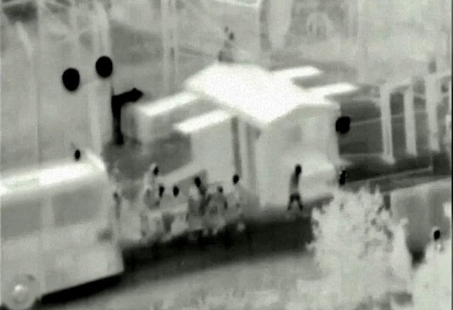 this handout video grab released by the israeli army on july 22 2017 shows an evacuation operation of syrian white helmet rescuers and their families through israel in an unknown location en route to jordan after facing the threat of advancing syrian regime forces in certain regions photo afp this handout video grab released by the israeli army on july 22 2017 shows an evacuation operation of syrian white helmet rescuers and their families through israel in an unknown location en route to jordan after facing the threat of advancing syrian regime forces in certain regions photo afp