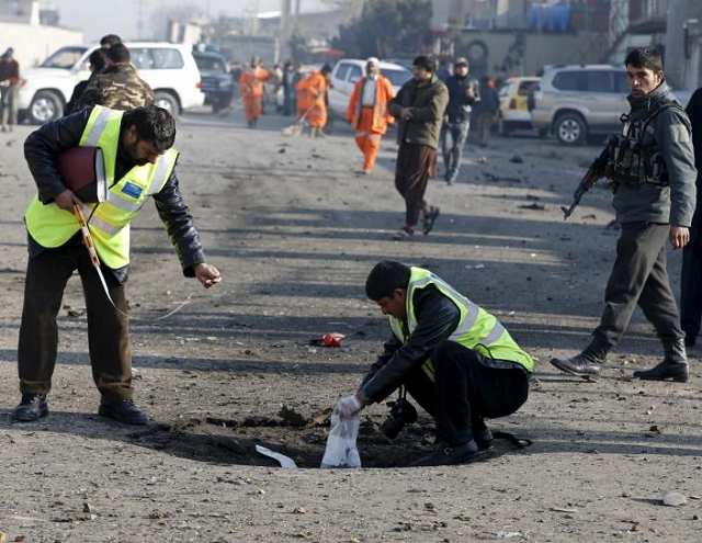 suicide attack on afghan intelligence convoy kills five police photo reuters