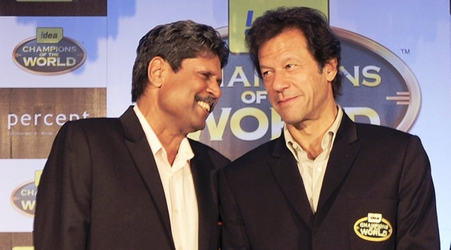 previous cricket world cup winning captains kapil dev of india l and imran khan r of pakistan speak during a promotional function of a telecom company in mumbai photo afp previous cricket world cup winning captains kapil dev of india l and imran khan r of pakistan speak during a promotional function of a telecom company in mumbai photo afp