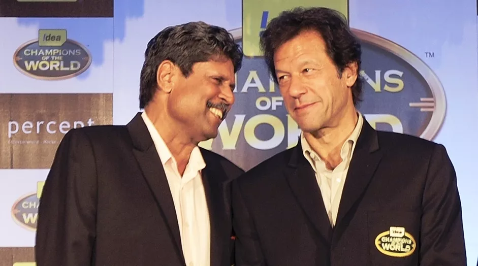 previous cricket world cup winning captains kapil dev of india l and imran khan r of pakistan speak during a promotional function of a telecom company in mumbai photo afp previous cricket world cup winning captains kapil dev of india l and imran khan r of pakistan speak during a promotional function of a telecom company in mumbai photo afp