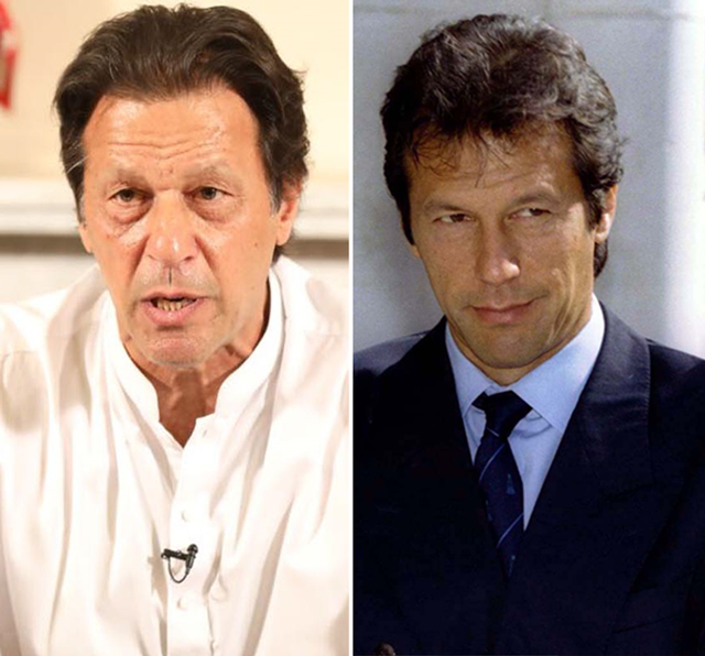 imran khan from 2018 l and 1996 r