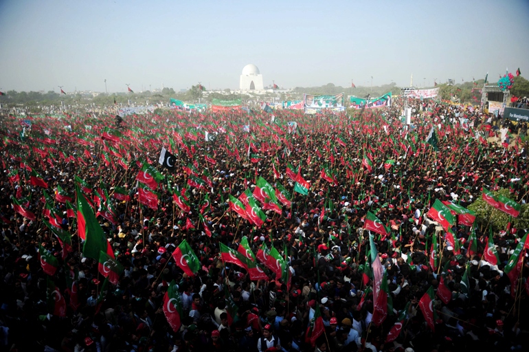 a view of pti public meeting in karachi on december 25 2011 photo afp