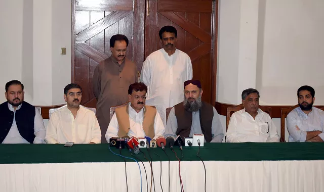 bap president jam kamal and bnp a svp syed ehsan shah address a joint press conference at a local hotel in quetta bap founder saeed ahmed hashmi can be seen sitting beside kamal photo express bap president jam kamal and bnp a svp syed ehsan shah address a joint press conference at a local hotel in quetta bap founder saeed ahmed hashmi can be seen sitting beside kamal photo express
