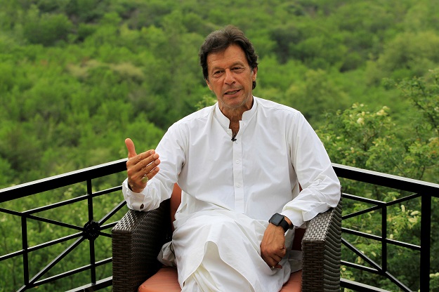 Imran Khan at his Bani Gala residence. PHOTO: REUTERS