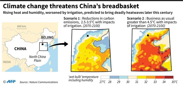 soaring temperatures combined with high humidity means the china 039 s breadbasket faces risk to human life photo afp