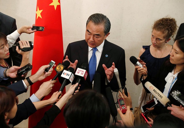 china 039 s foreign minister wang yi speaks to the media after bilateral meetings on the sidelines of the asean foreign ministers 039 meeting in singapore august 2 2018 photo reuters