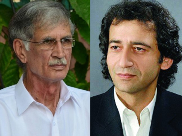 pervez khattak and muhammad atif khan are both vying for the position of khyber pakhtunkhwa chief minsiter photo file