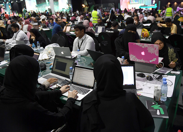 with nearly 3 000 programmers    who ate and slept at the venue    organisers said saudi arabia had broken the guinness world record for the largest number of participants at a hackathon photo afp