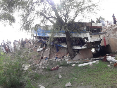 death toll rises to 20 in bus oil tanker collision on indus highway