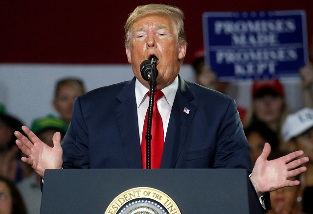 us president donald trump holds a make america great again rally in olentangy orange high school in lewis center oh us august 4 2018 photo reuters us president donald trump holds a make america great again rally in olentangy orange high school in lewis center oh us august 4 2018 photo reuters