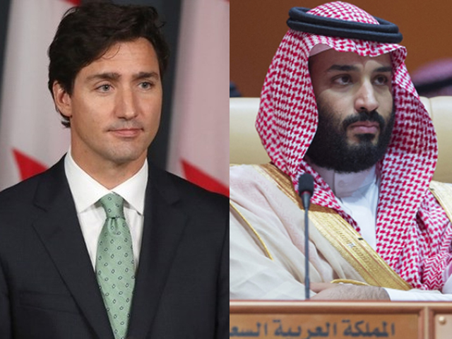 canada saudi arabia row ramps up pictured are the prime minister of canada justin trudeau left and crown prince of saudi arabia mohammad bin salman right photo afp