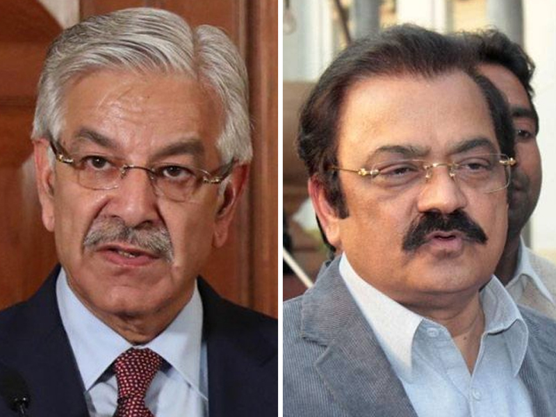 pml n s khawaja asif contested from sialkot s na 73 constituency and rana sanaullah from faisalabad s na 106 photo file