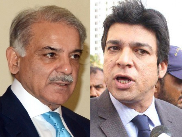 from left to right pml n president shehbaz sharif and pti leader faisal vawda photo file