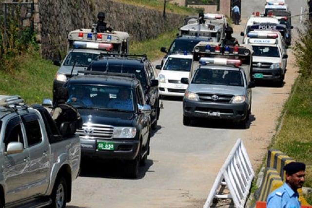 police say pti chief being provided security meant for vvips photo file police say pti chief being provided security meant for vvips photo file