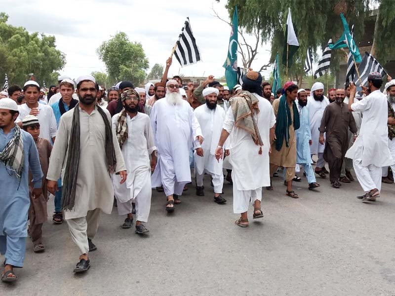 jui f supporters protesting in kohat against election results photo online