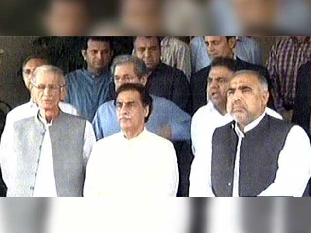 pti leaders address the media at na speaker ayaz sadiq 039 s house in islamabad photo screenshot