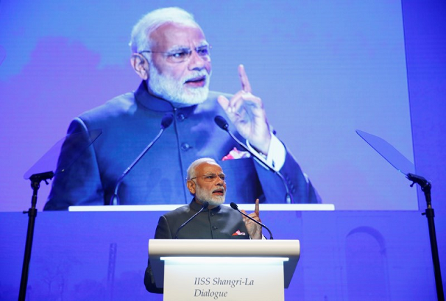 india 039 s prime minister narendra modi delivers the keynote address at the iiss shangri la dialogue in singapore june 1 2018 photo reuters