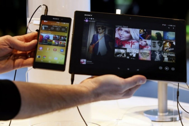 a sony xperia z2 smartphone l and a sony xperia z2 tablet are displayed at the company 039 s stand during the mobile world congress in barcelona february 24 2014 photo reuters a sony xperia z2 smartphone l and a sony xperia z2 tablet are displayed at the company 039 s stand during the mobile world congress in barcelona february 24 2014 photo reuters