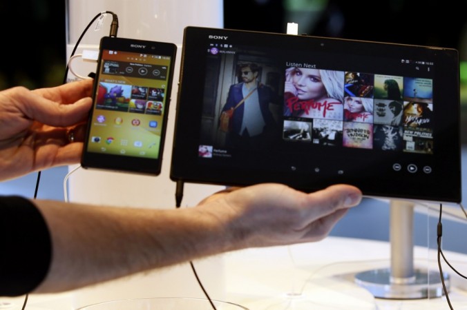 a sony xperia z2 smartphone l and a sony xperia z2 tablet are displayed at the company 039 s stand during the mobile world congress in barcelona february 24 2014 photo reuters