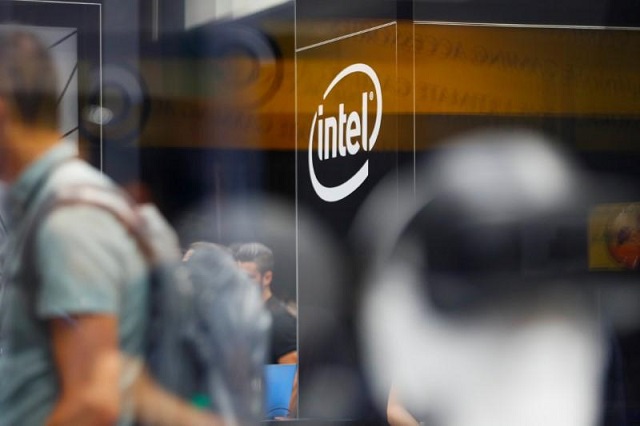 the intel logo is shown at e3 the world 039 s largest video game industry convention in los angeles california us june 12 2018 photo reuters